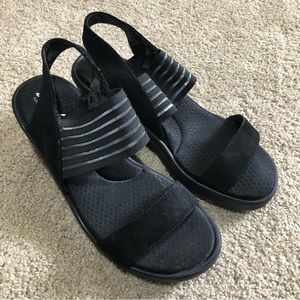 Skechers Rumblers Sci-Fi Women's Size 9 Black Wedge Sandals Shoes 38472